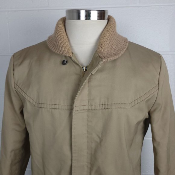 Vintage‎ Sears Mens Khaki Jacket Coat w. Faux Fur Lining 40R - Picture 2 of 12